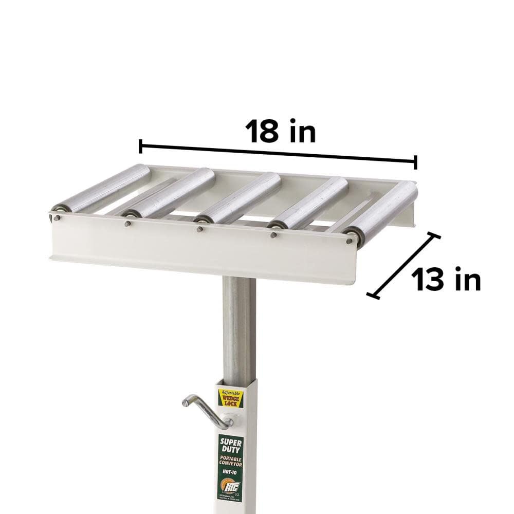 Adjustable Roller Table Stand HTC HRT-10 Super Duty Conveyor Feed Stand With 5 Ball Bearing Rollers , White HTC