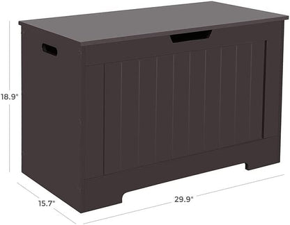 VASAGLE Storage Chest, Storage Bench, Entryway Bench with 2 Safety Hinges, Shoe Bench, Farmhouse Style, 15.7 x 29.9 x 18.9 Inches, for Entryway, Bedroom, Living Room, Espresso Brown ULHS11BR - WoodArtSupply