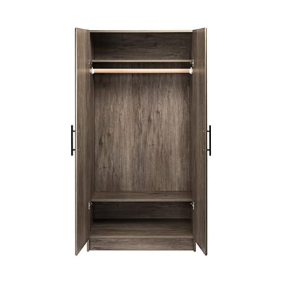 Prepac Elite 32" Storage Cabinet Closet, Gray Storage Cabinet, Linen Cabinet, Wardrobe Cabinet with Hanging Rail and Shelves 20" D x 32" W x 35" H, DEW-3264 - WoodArtSupply