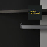 Madesa 2 Door Wardrobe Armoire Closet Hanging Storage Spacious Cabinet with Shelf 31 Inch Modern Organization Unit for Bedroom and Office - Black Madesa