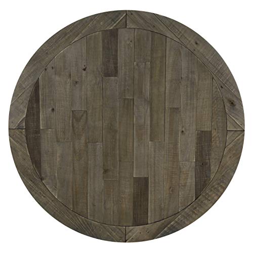Roundhill Furniture Prato 5-Piece Round Dining Table Set with Cross Back Chairs, Antique Blue and Weathered Walnut Roundhill Furniture