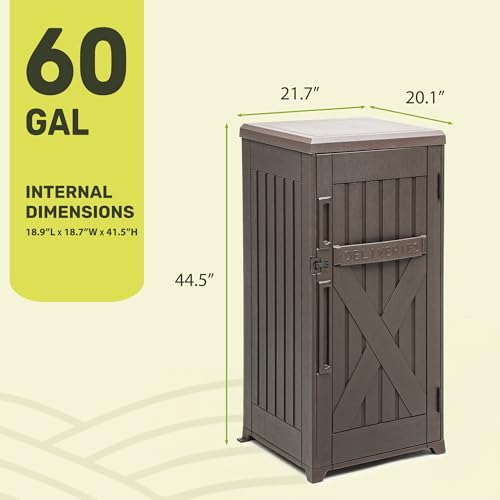 YITAHOME 60-Gallon Secure Package Delivery and Storage Box, Double-Wall Resin, Weatherproof, for Outdoor Use, Curbside or Porch, 8.5 Cubic Feet, Brown - WoodArtSupply