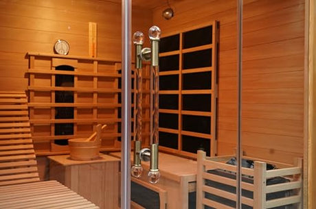 Smartmak Far Infrared 2 Person Recliner Sauna Room, Indoor Traditional Sauna Room, 10 Heating Panels, 7 Color Light, Oxygen Bar, Bluetooth Speaker (220V, 3400W) (Cedar, 3 Person) Smartmak