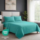Pure Bedding Bed Sheets - King Sheet Set [4-Piece, Aqua] - Hotel Luxury 1800 Brushed Microfiber - Soft and Breathable - Deep Pocket Fitted Sheet, Flat Sheet, Pillow Cases Pure Bedding