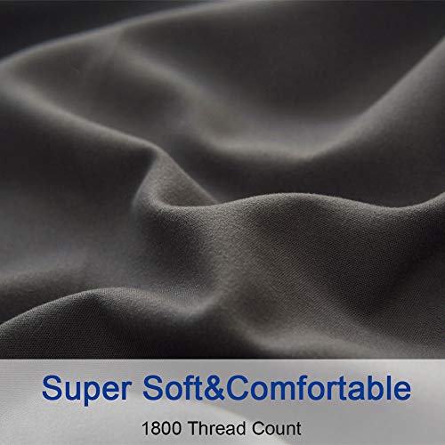 SONORO KATE Bed Sheet Set Super Soft Microfiber 1800 Thread Count Luxury Egyptian Sheets 16-Inch Deep Pocket Wrinkle and Hypoallergenic-4 Piece(Queen Dark Grey) SONORO KATE