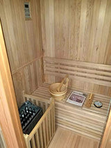 Canadian Hemlock Wood Traditional Swedish 48" 1 or 2 Person Indoor Sauna Spa, with 6KW Wet or Dry Heater, Advanced Control Panel, Rocks, and Water Bucket MCP Sauna