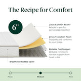 ZINUS 6 Inch Foam and Spring Hybrid Mattress, 75" x 30" (Slim Fit), Bunk Bed, Trundle Bed, Day Bed, RV Compatible, Medium Firm Feel, Fiberglass Free, CertiPUR-US Certified, Mattress in a Box Zinus