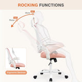 Sweetcrispy Home Office Managerial Executive Chair, High-Back Mesh with Adjustable Headrest, Flip-up Armrest Comfortable Lumbar Support, Comfy Arms for Bedroom,Study,Student Sweetcrispy