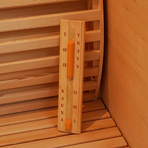 amocane Sauna 15 Minute Hourglass Sand Timer, Sauna Accessories Wooden Rotatable Timer for Infrared & Steam & Barrel Sauna (Hemlock Wood)