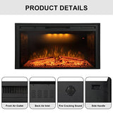 Benrocks 40'' Electric Fireplace Inserts, Recessed & Built in Wall Electric Fireplace Heater with Fire Crackling Sound, Adjustable Top Light & Flame Speed, Overheating Protection, 750/1500W Black Benrocks