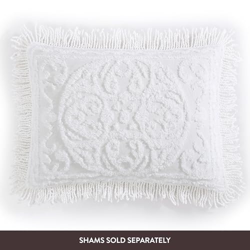 Beatrice Home Fashions Medallion Chenille Bedspread, Full, White Beatrice Home Fashions