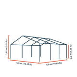 TOOLPORT Party Tent 16x20 ft Garden Tent Canopy PE 450 N Tarpaulin 100% Waterproof White TOOLPORT