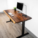 Standing Desk – Walnut Solid Wood Desk, Natural Live Edge, Adjustable Height Dual Motor, Sit Stand for Home Office (Black, W60 x D27) Modern Wood Style