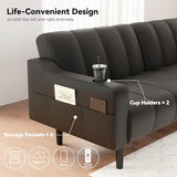 Chfeloai 80'' Futon Sofa Bed,Faux Leather Futon Sleeper Sofa, Convertible Loveseat with Adjustable Sofa Backrest,Modern Couches for Living Room, Bedroom, Apartment, Office (Black) Chfeloai