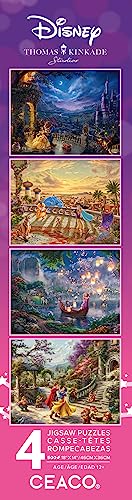 Ceaco - 4 in 1 Multipack - Disney - Thomas Kinkade - (4) 500 Piece Jigsaw Puzzles