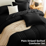 CozyLux Queen Size Comforter Sets - 7 Piece Bed in a Bag Black Comforter Set with Sheets Queen Bed Set All Seasons, Soft Bedding Set with Down Alternative Comforter, Sheets, Pillowcases & Shams CozyLux
