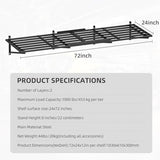 DEYEGELEA 2-Pack Garage Wall Shelves 2x6Ft Garage Storage Shelving Wall Mounted Loads 2000lbs Heavy Duty Sturdy Wall Shelves Strong Garage Organiser Black Metal Floating Storage Racks DEYEGELEA