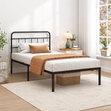 Ziguxiao Twin Bed Frame with Classic Headboard,Strong Metal Slats Support,Under Bed Storage Space,No Box Spring Needed,Easy to Assemble,Black Ziguxiao