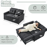 GOSUHI 52" Sleeper Sofa with Pull-Out Bed, 3-in-1 Convertible Sofa Bed, Set of Loveseat with Stepless Adjustable Backrest and Side Pocket, for Living Room Dorm Apartment, Linen, Black GOSUHI