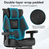 EXCEBET Big and Tall Office Chair with Footrest, PU Leather High Back Executive Office Chair 400lbs, Ergonomic Computer Chairs Lumbar Support for Heavy People (All Black) EXCEBET