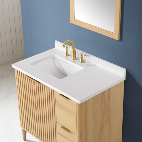 OVE Decors Indy 36 in. Undermount Single Sink Bathroom Vanity with White Engineered Marble Top, Rustic Ash OVE Decors