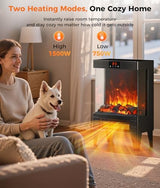 Oylus Electric Fireplace Stove Heater - Freestanding Fireplace Heater for Indoor Use with Realistic 3D Flame, Adjustable Thermostat & Remote, Quiet, Timer for Living Room and Bedroom OYLUS