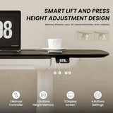 COLAMY Electric Adjustable Standing Desk – 48 x 28 Inch Sit Stand Desk with Drawer & Cable Management, Dual Motor Lift System, Ergonomic Footrest, Home Office Table (Veneer Desktop, Black Oak + White) COLAMY