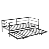 Nahenduo Twin Size Daybed with Pop up Trundle & Adjustable LED Lights, Futon Frame Bed, Metal Sofa Bed Frame for Living Room Bedroom Guest Room, Small Space, No Box Spring Needed (Black) Nahenduo