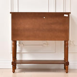 Ahokua Vintage Accent Cabinet with 5 Drawers and Open Shelf, Multi-Tone Console Table with Turned Wood Legs, Mid-Century Entryway Table for Hallway or Living Room Ahokua