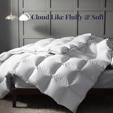 Ubauba Goose Feather Down Fiber Comforter Twin Size - Extra Fluffy 100% Cotton White Duvet Insert, High Fill Power, All-Season Medium Warmth, Hotel Luxury Bedding, 68 x 90 Inches Ubauba