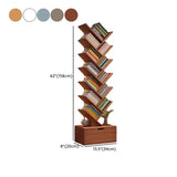 CraftThink Tree Bookshelf, 12 Tier Bookcase with Storage Cabinet, Floor Standing Book Shelf Tall Bookshelves for Home Office Furniture -Grey |Drawer|, 13.5" L x 8" W x 62" H (Lighting Not Included) CraftThink