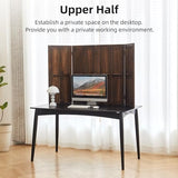 Asnefeli Wood 4 Panel Room Divider, 5.6Ft Detachable Folding Privacy Screen for Room Separation, 33.5" 2in1 Removable Short Wall Divider Screen for Home Office, Bedroom, Dog Gate for Isolate Dog-Brown Asnefeli