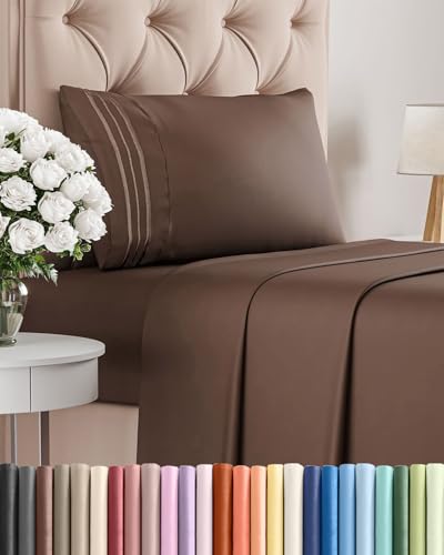 Twin Size 3 Piece Sheet Set - Comfy Breathable & Cooling Bed Sheets Set - Hotel Luxury Bedding for Women, Men, Kids, Teens, Boys & Girls - Deep Pockets, Ultra-Soft and Wrinkle Free - Oeko-Tex - Brown CGK Unlimited