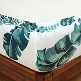 HENGWEITEXT Full Sheet Set, 4 Piece Bed Sheets for Full Size Bed Set, 17 Inch Sheets Deep Pocket, Soft and Breathable Microfiber, Wrinkle Free, Tropical Palm Tree Fronds Patterned Double Bedding HENGWEITEXT