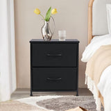 NEWBULIG Nightstand Small Dresser with 2 Fabric Drawers 25 Inch Tall Bedside Table Storage Furniture for Bedroom Closet Entryway College Dorm Black NEWBULIG