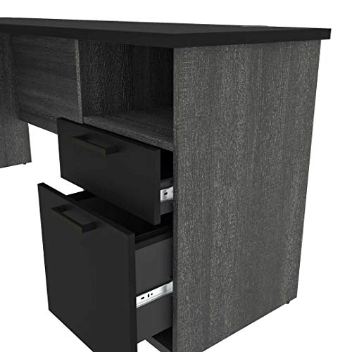 Bestar Norma U or L-Shaped Desk, 71W, Black & Bark Gray Bestar