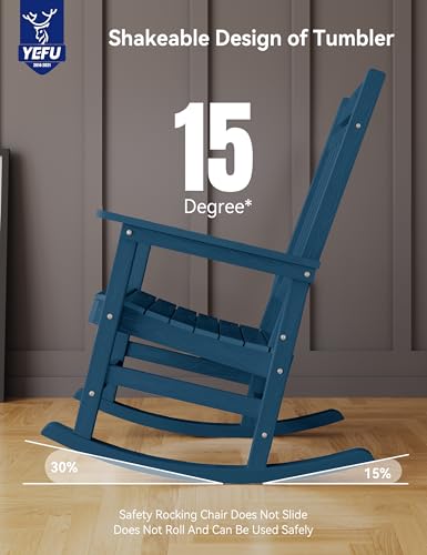 YEFU Outdoor Rocking Chair Oversized,Seat Depth 22",Backrest Height 31",Patio Poly Wide Rocker Chair with 380lbs Weight Capacity,Weather Resistant,for Lawn,Porch,Backyard,Indoor and Garden(Na - WoodArtSupply