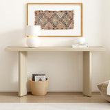 Merax 63-Inch Minimalist Console Table with Pine Veneer and Geometric Legs, Stylish Narrow Entryway Table for Living Room, Dining Room, Hallway and Study, Beige Merax