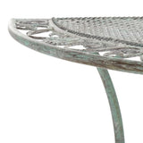 SAFAVIEH Outdoor Collection Genson Antique Dark Green Wrought Iron Half Moon Console Table SAFAVIEH