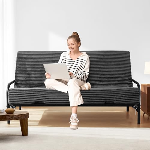 HOMBYS 8 Inch Memory Foam Futon Mattress Full Size, Thick Foldable Futons Sofa Couch Bed Floor Mattress Fits Most Daybed and Futon Frames, 75" x 54"(Frame Not Included, Grey) HOMBYS