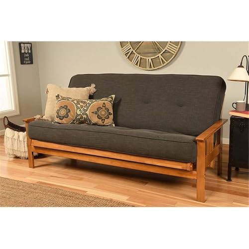 Pemberly Row 8" Full Size Spring Futon Mattress Replacement, Linen Sleeper Sofa Bed Mattress, Charcoal Gray-Frame Not Included Pemberly Row