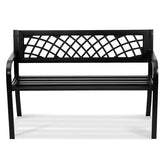 VEVOR Outdoor Bench, 46" Iron Steel Frame Garden Park Bench with Mesh Pattern and Plastic Backrest Armrests, Patio Bench for Garden, Park, Yard, Front Porch VEVOR