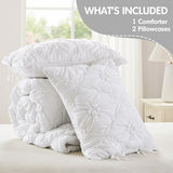 Intelligent Design Queen Comforter Set – White Lily Puffy Floral Shabby Chic Boho Bedding, Ultra-Soft, Lightweight & All-Season, Full/Queen Intelligent Design