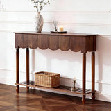 UACSYBH Wood Scalloped Console Table with 3 PCS Drawers, Narrow Entryway Table with Storage Shelf, Mid-Century Hallway Accent Table, Behind Couch Sofa Table Space-Saving (46.4" - 3 Drawers) UACSYBH
