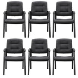 Naomi Home Faux Leather Stackable Office Guest Chairs – Reception Chairs with Armrests for Lobby, Clinic, Medical Waiting Room or Conference Room Seating - Black, Set of 6 Naomi Home