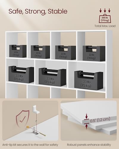 VASAGLE Custos Collection - Bookshelf, 3-Tier Bookcase, Book Shelf, Open Storage Shelf, 9.4 x 49.6 x 39.4 Inches, for Living Room, Home Office, Dining Room, Cloud White ULBC454W01 VASAGLE