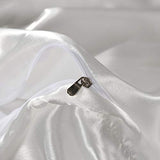 Erosebridal Hotel White Duvet Cover Full Silk Like Satin Bedding Set Reversible Quilt Comforter Cover Honeymoon Sexy Luxury Soft Lightweight Brushed Bedspreads for Farmhouse Room Decor Erosebridal