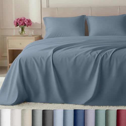 California Design Den Split King Sheets Sets for Adjustable Bed - Buttery Soft 800 Thread Count 100% Cotton Set, Sateen Bedding Set with Durable Twin XL Fitted Sheets - Blue California Design Den