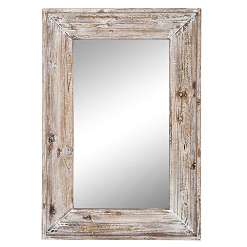 EMAISON 36 X 24 inch Wall Mount Wood Frame Bathroom Vanity Mirror Rustic Horizontal/Vertical Rectangle Mirror for Over Sink, Bedroom, Farmhouse Home EMAISON