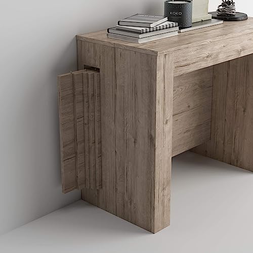 Mobili Fiver, Easy, Extendable Console Table with Extension Leaves Holder, Oak, Made in Italy Mobili Fiver